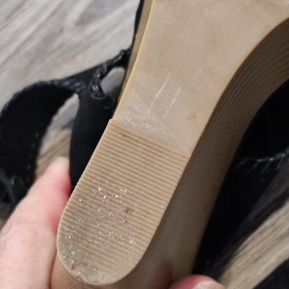 Just Fab Margie suede sandals black women's size 8 - Picture 8 of 11